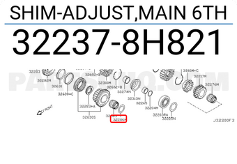 Nissan 322378H821 SHIM-ADJUST,MAIN 6TH