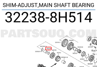 Nissan 322388H514 SHIM-ADJUST,MAIN SHAFT BEARING