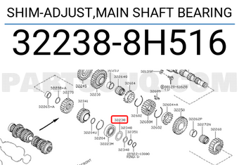Nissan 322388H516 SHIM-ADJUST,MAIN SHAFT BEARING