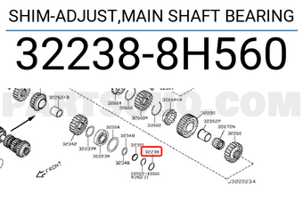 Nissan 322388H560 SHIM-ADJUST,MAIN SHAFT BEARING