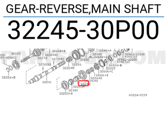 Nissan 3224530P00 GEAR-REVERSE,MAIN SHAFT