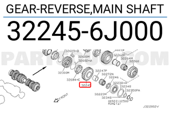 Nissan 322456J000 GEAR-REVERSE,MAIN SHAFT
