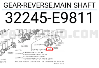 Nissan 32245E9811 GEAR-REVERSE,MAIN SHAFT