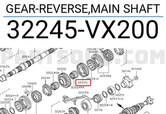 Nissan 32245VX200 GEAR-REVERSE,MAIN SHAFT