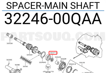 Nissan 3224600QAA SPACER-MAIN SHAFT