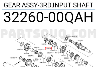 Nissan 3226000QAH GEAR ASSY-3RD,INPUT SHAFT