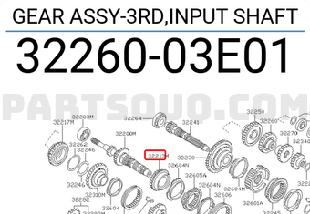 Nissan 3226003E01 GEAR ASSY-3RD,INPUT SHAFT