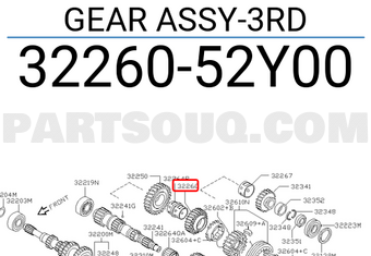 Nissan 3226052Y00 GEAR ASSY-3RD