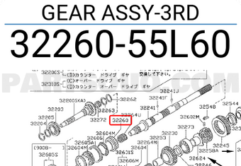 Nissan 3226055L60 GEAR ASSY-3RD