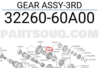 Nissan 3226060A00 GEAR ASSY-3RD