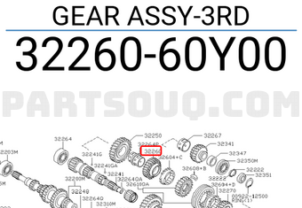 Nissan 3226060Y00 GEAR ASSY-3RD