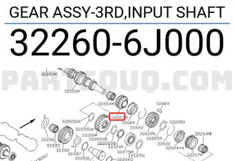 Nissan 322606J000 GEAR ASSY-3RD,INPUT SHAFT