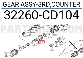 Nissan 32260CD104 GEAR ASSY-3RD,COUNTER