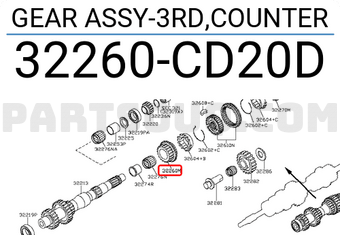 Nissan 32260CD20D GEAR ASSY-3RD,COUNTER