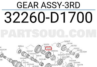 Nissan 32260D1700 GEAR ASSY-3RD