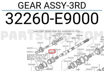 Nissan 32260E9000 GEAR ASSY-3RD