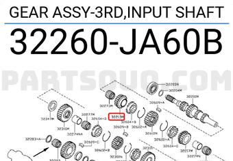 Nissan 32260JA60B GEAR ASSY-3RD,INPUT SHAFT