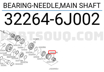 Nissan 322646J002 BEARING-NEEDLE,MAIN SHAFT