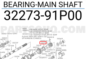 Nissan 3227391P00 BEARING-MAIN SHAFT