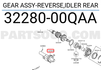 Nissan 3228000QAA GEAR ASSY-REVERSE,IDLER REAR