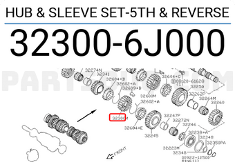Nissan 323006J000 HUB & SLEEVE SET-5TH & REVERSE