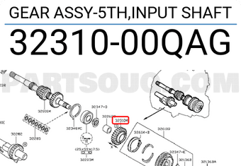 Nissan 3231000QAG GEAR ASSY-5TH,INPUT SHAFT