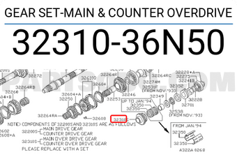 Nissan 3231036N50 GEAR SET-MAIN & COUNTER OVERDRIVE
