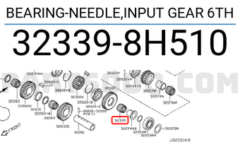 Nissan 323398H510 BEARING-NEEDLE,INPUT GEAR 6TH
