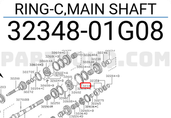 Nissan 3234801G08 RING-C,MAIN SHAFT