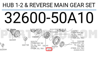 Nissan 3260050A10 HUB 1-2 & REVERSE MAIN GEAR SET