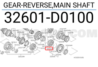 Nissan 32601D0100 GEAR-REVERSE,MAIN SHAFT