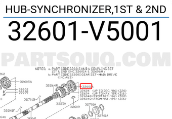 Nissan 32601V5001 HUB-SYNCHRONIZER,1ST & 2ND