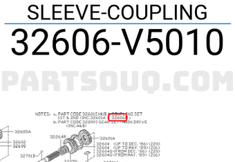 Nissan 32606V5010 SLEEVE-COUPLING