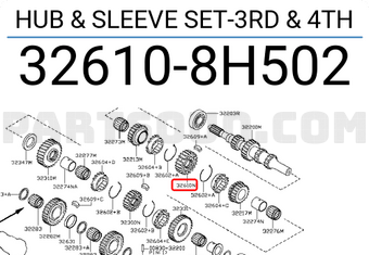Nissan 326108H502 HUB & SLEEVE SET-3RD & 4TH