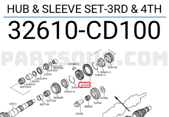 Nissan 32610CD100 HUB & SLEEVE SET-3RD & 4TH