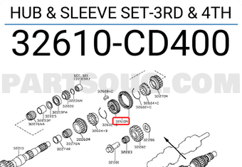 Nissan 32610CD400 HUB & SLEEVE SET-3RD & 4TH