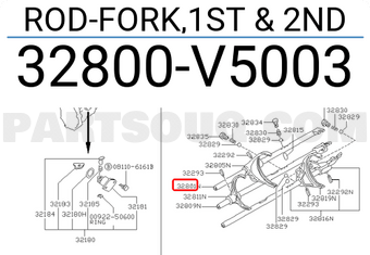 Nissan 32800V5003 ROD-FORK,1ST & 2ND