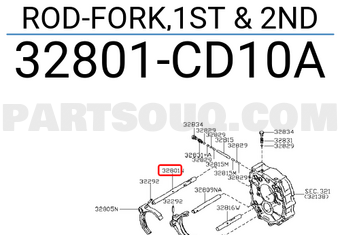 Nissan 32801CD10A ROD-FORK,1ST & 2ND