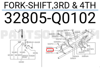 Nissan 32805Q0102 FORK-SHIFT,3RD & 4TH