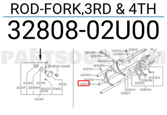 Nissan 3280802U00 ROD-FORK,3RD & 4TH