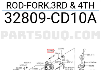 Nissan 32809CD10A ROD-FORK,3RD & 4TH