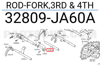Nissan 32809JA60A ROD-FORK,3RD & 4TH
