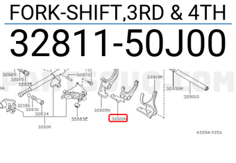 Nissan 3281150J00 FORK-SHIFT,3RD & 4TH