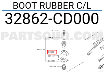 Nissan 32862CD000 BOOT RUBBER C/L