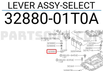 Nissan 3288001T0A LEVER ASSY-SELECT