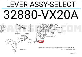 Nissan 32880VX20A LEVER ASSY-SELECT