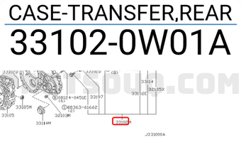 Nissan 331020W01A CASE-TRANSFER,REAR