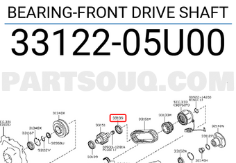 Nissan 3312205U00 BEARING-FRONT DRIVE SHAFT