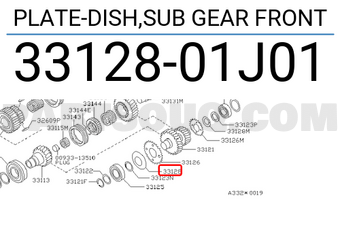 Nissan 3312801J01 PLATE-DISH,SUB GEAR FRONT