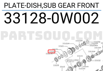 Nissan 331280W002 PLATE-DISH,SUB GEAR FRONT